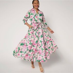 Carla Rockmore Collection Size Large Petite LP 100% Cotton Lawn Shirt Dress